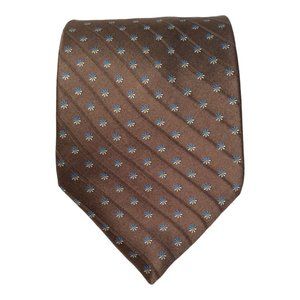 NINA RICCI Brown Flower Print Silk Tie Made In France 60”/ 3 .1/2" EX COND